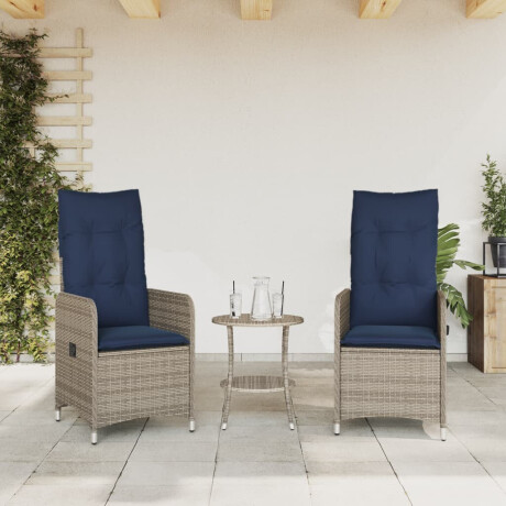 vidaXL Tuinstoelen 2 st verstelbaar met tafel poly rattan grijs afbeelding3 - 1