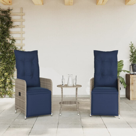 vidaXL Tuinstoelen 2 st verstelbaar met tafel poly rattan grijs afbeelding3 - 1