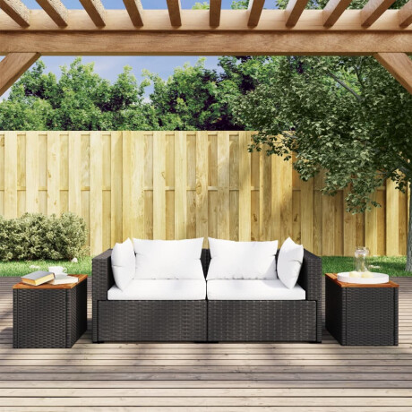 vidaXL Tuinbijzettafels 2 st 55x34x37 cm hout poly rattan zwart afbeelding3 - 1