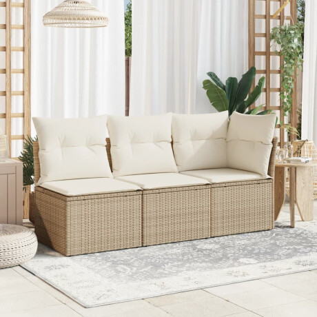 vidaXL Tuinhoekbank met kussens poly rattan beige afbeelding3 - 1