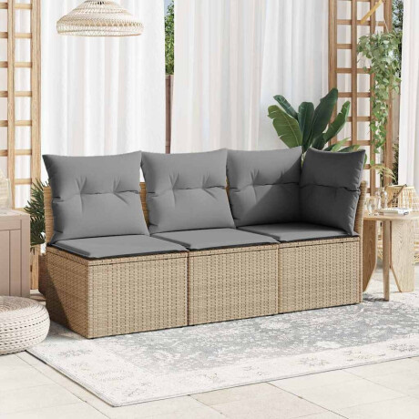 vidaXL Tuinhoekbank met kussens poly rattan beige afbeelding3 - 1