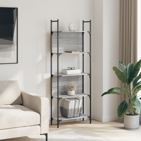 vidaXL Boekenkast 5-laags 60,5x24x166,5 cm bewerkt hout grijs sonoma afbeelding3 - 1