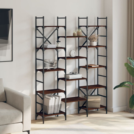 vidaXL Boekenkast 127,5x28,5x172,5 cm bewerkt hout bruin eikenkleur afbeelding3 - 1