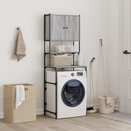 vidaXL Wasmachinekast 68x48,5x194 cm grijs sonoma eikenkleurig afbeelding3 - 1
