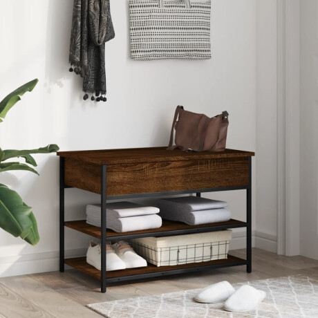 vidaXL Schoenenbankje 70x42,5x50 cm bewerkt hout bruin eikenkleur afbeelding3 - 1