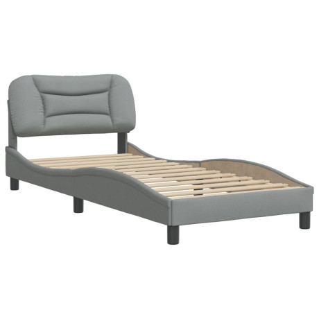 vidaXL Bedframe zonder matras "Hvar" 90x200 cm stof lichtgrijs afbeelding3 - 1