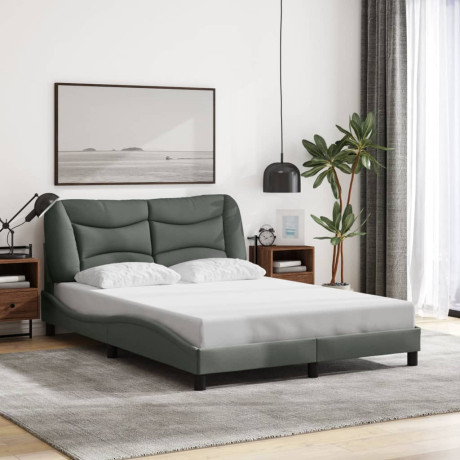 vidaXL Bedframe zonder matras "Hvar" stof donkergrijs 140x200 cm afbeelding3 - 1