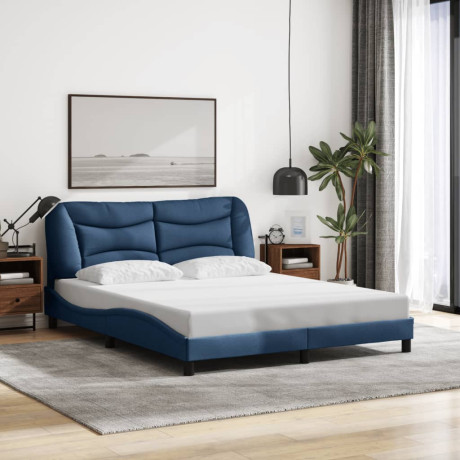 vidaXL Bedframe met hoofdbord stof blauw 160x200 cm afbeelding3 - 1