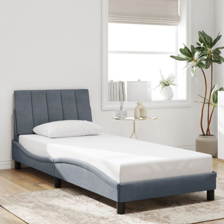 vidaXL Bedframe zonder matras "Hanko" 90x190 cm fluweel donkergrijs afbeelding3 - 1