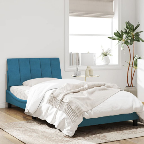 vidaXL Bedframe met hoofdeinde fluweel blauw 100x200 cm afbeelding3 - 1