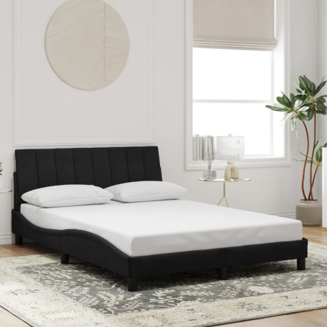 vidaXL Bedframe zonder matras "Hanko" 140x190 cm fluweel zwart afbeelding3 - 1