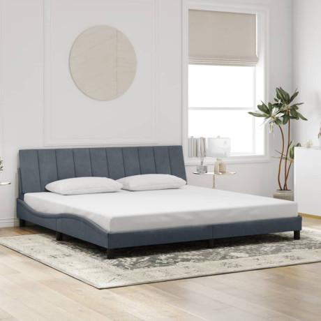vidaXL Bedframe met hoofdeinde fluweel donkergrijs 200x200 cm afbeelding3 - 1