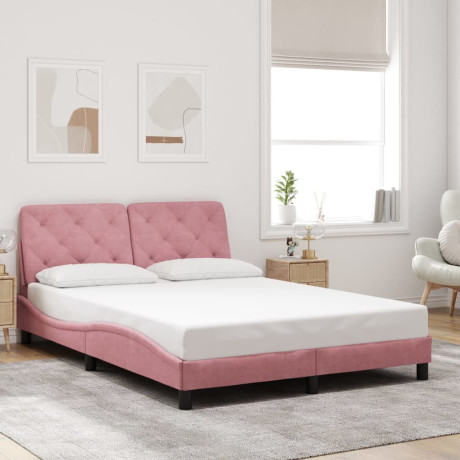 vidaXL Bedframe met hoofdeinde fluweel roze 120x200 cm afbeelding3 - 1