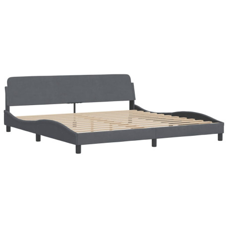 vidaXL Bedframe met hoofdeinde fluweel donkergrijs 200x200 cm afbeelding3 - 1