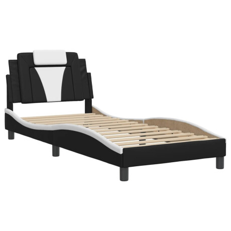 vidaXL Bedframe "Viana" zonder matras kunstleer zwart en wit 90x190 cm afbeelding3 - 1