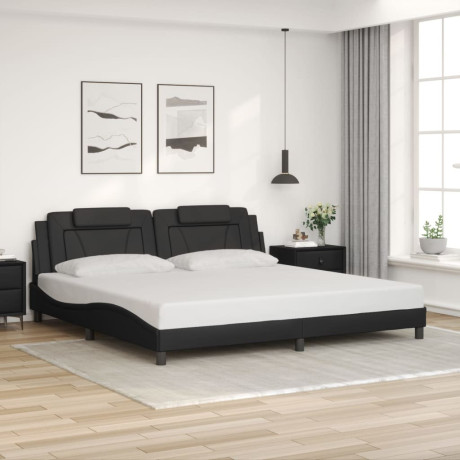 vidaXL Bedframe met hoofdeinde kunstleer zwart 200x200 cm afbeelding3 - 1