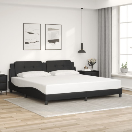 vidaXL Bedframe met hoofdeinde kunstleer zwart 200x200 cm afbeelding3 - 1