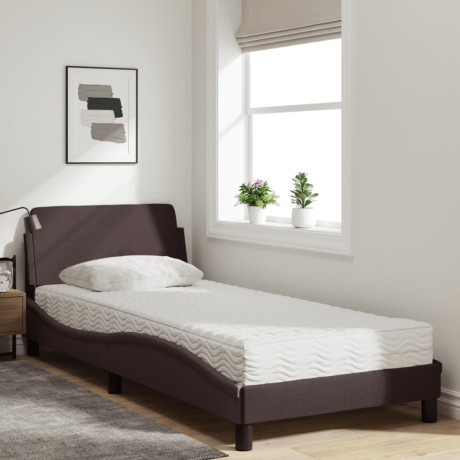 vidaXL Bed met matras "Dover" stof donkerbruin 90x200 cm afbeelding3 - 1