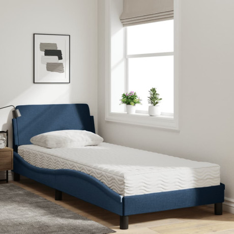 vidaXL Bed met matras stof blauw 90x200 cm afbeelding3 - 1