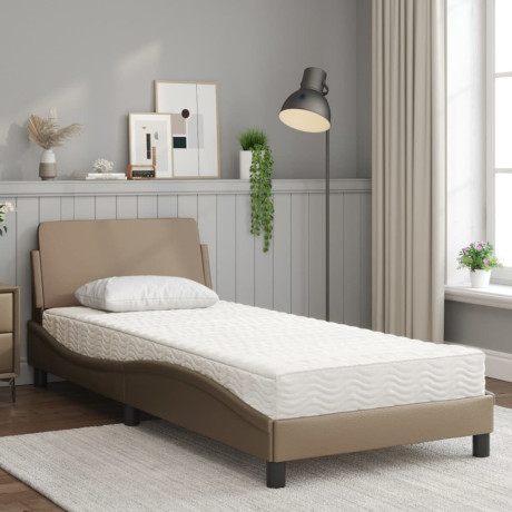 vidaXL Bed met matras kunstleer cappuccinokleurig 90x200 cm afbeelding3 - 1
