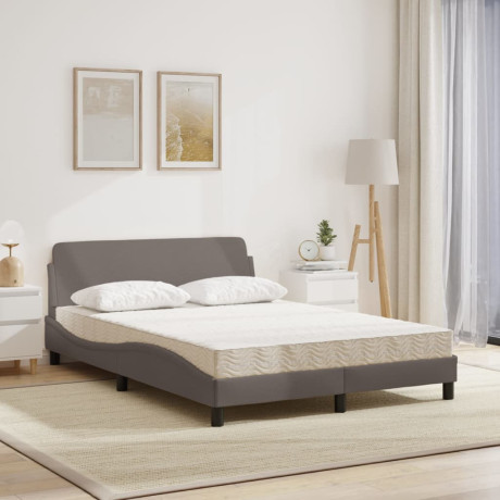 vidaXL Bed met matras stof taupe 120x200 cm afbeelding3 - 1