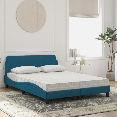 vidaXL Bed met matras fluweel blauw 120x200 cm afbeelding3 - 1