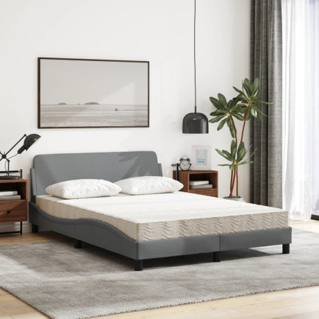 vidaXL Bed met matras "Dover" stof lichtgrijs 140x200 cm afbeelding3 - 1