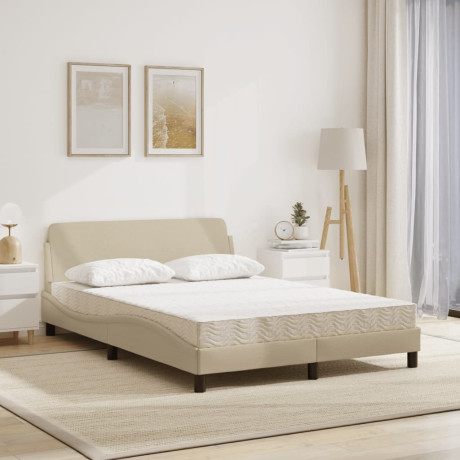 vidaXL Bed met matras "Dover" stof crèmekleurig 140x200 cm afbeelding3 - 1
