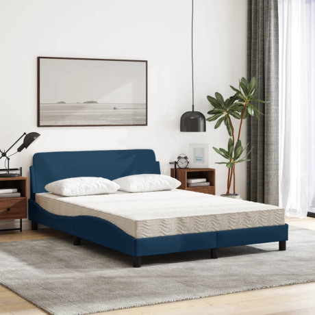 vidaXL Bed met matras stof blauw 140x200 cm afbeelding3 - 1