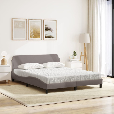 vidaXL Bed met matras stof taupe 160x200 cm afbeelding3 - 1