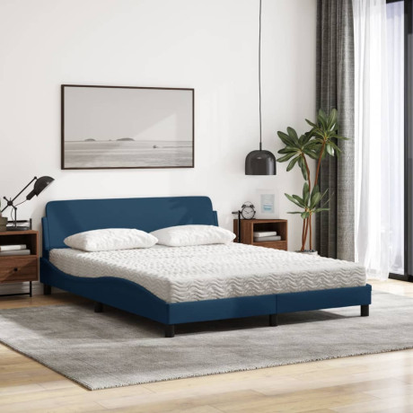 vidaXL Bed met matras stof blauw 160x200 cm afbeelding3 - 1