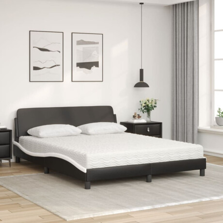 vidaXL Bed met matras "Dover" kunstleer zwart en wit 160x200 cm afbeelding3 - 1