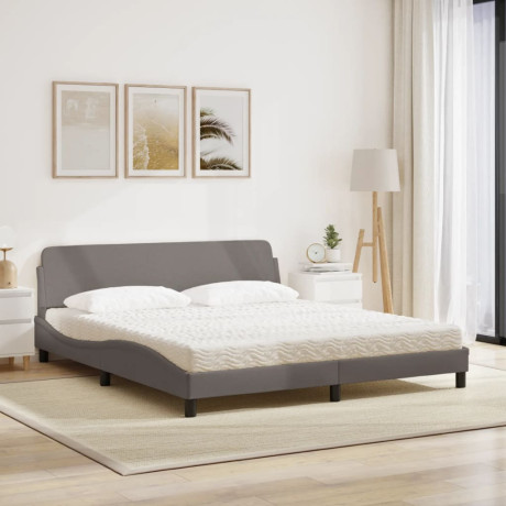 vidaXL Bed met matras stof taupe 180x200 cm afbeelding3 - 1