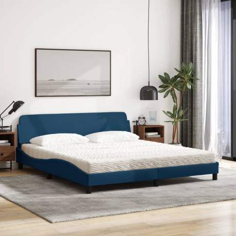 vidaXL Bed met matras stof blauw 180x200 cm afbeelding3 - 1