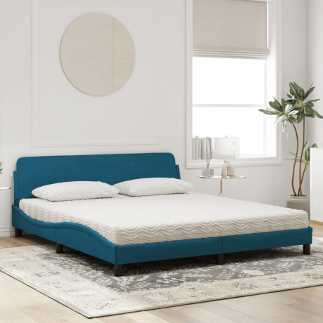 vidaXL Bed met matras fluweel blauw 180x200 cm afbeelding3 - 1