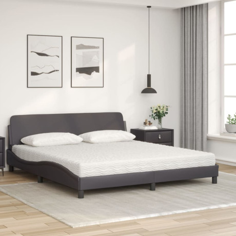 vidaXL Bed met matras "Dover" kunstleer grijs 180x200 cm afbeelding3 - 1