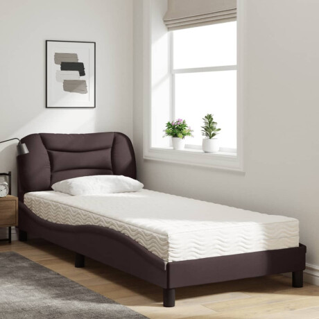 vidaXL Bed met matras "Hvar" stof donkerbruin 80x200 cm afbeelding3 - 1