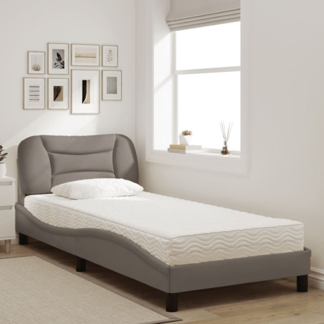 vidaXL Bed met matras stof taupe 90x200 cm afbeelding3 - 1