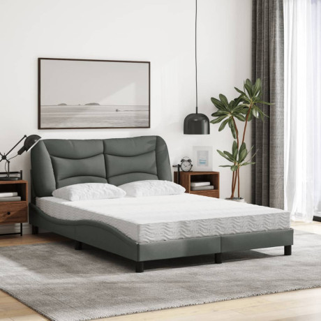vidaXL Bed met matras "Hvar" stof donkergrijs 120x200 cm afbeelding3 - 1