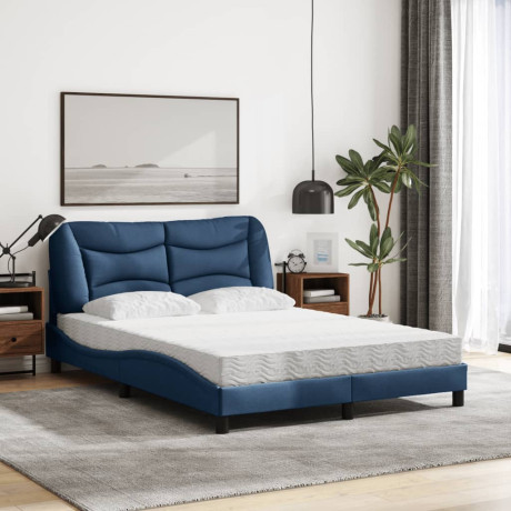 vidaXL Bed met matras stof blauw 140x200 cm afbeelding3 - 1