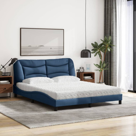 vidaXL Bed met matras stof blauw 160x200 cm afbeelding3 - 1