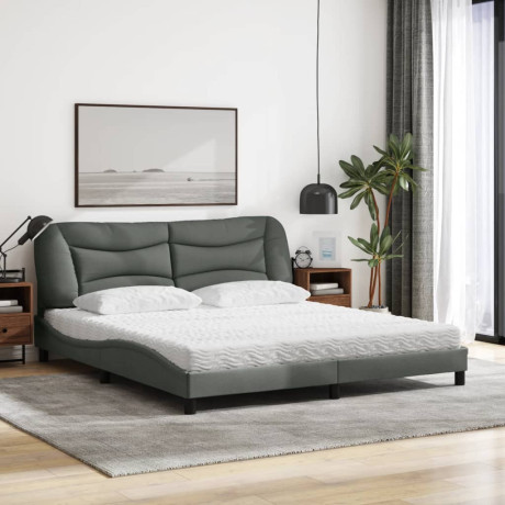 vidaXL Bed met matras "Hvar" stof donkergrijs 180x200 cm afbeelding3 - 1