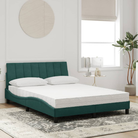vidaXL Bed met matras "Hanko" fluweel donkergroen 140x190 cm afbeelding3 - 1