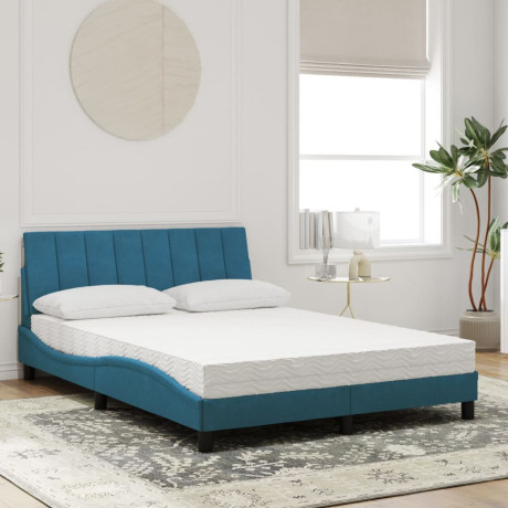 vidaXL Bed met matras fluweel blauw 140x200 cm afbeelding3 - 1