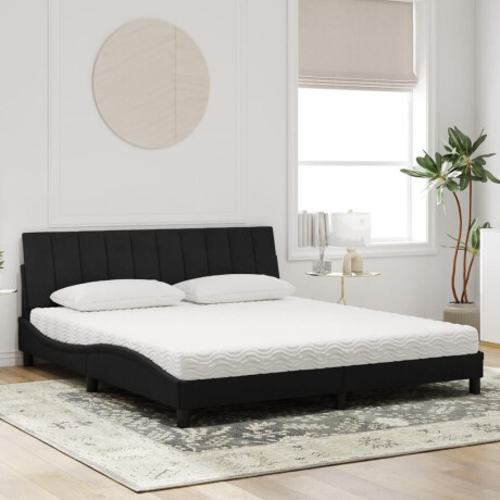 vidaXL Bed met matras "Hanko" fluweel zwart 180x200 cm afbeelding3 - 1