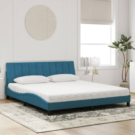 vidaXL Bed met matras fluweel blauw 180x200 cm afbeelding3 - 1