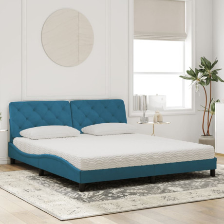 vidaXL Bed met matras fluweel blauw 180x200 cm afbeelding3 - 1