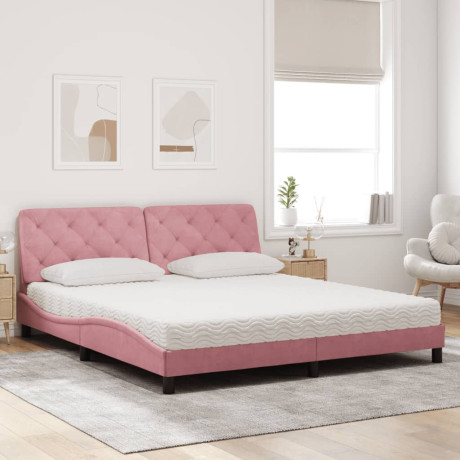 vidaXL Bed met matras fluweel roze 180x200 cm afbeelding3 - 1