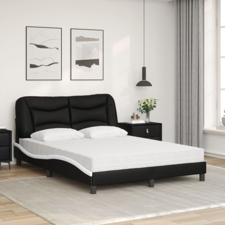 vidaXL Bed met matras kunstleer zwart en wit 120x200 cm afbeelding3 - 1