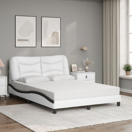 vidaXL Bed met matras kunstleer wit en zwart 140x200 cm afbeelding3 - 1